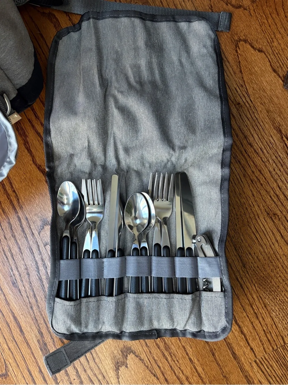 NEW Insulated Gray Canvas Picnic Backpack with Plates, Drinkware, Utensils